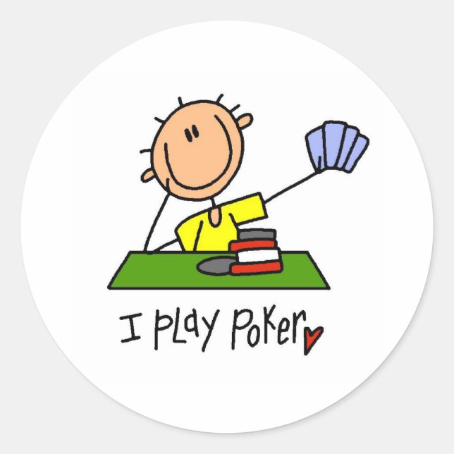 Sticker Rond Je joue au poker (Devant)