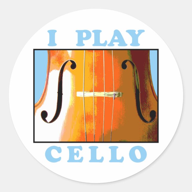Sticker Rond Je joue au violoncelle (Devant)