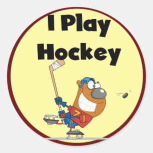 Sticker Rond Je joue des T-shirts et des cadeaux d'hockey