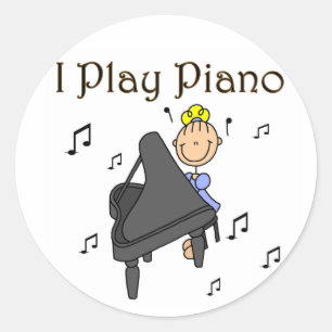 Sticker Rond Je joue l'autocollant d'autocollants de piano