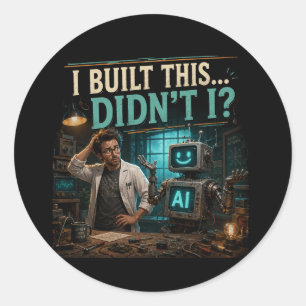 Sticker Rond Je l'ai construit, n'est-ce pas ? T-shirt drôle su