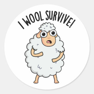 Sticker Rond Je Laine Survive Des Puns Moutons Drôle