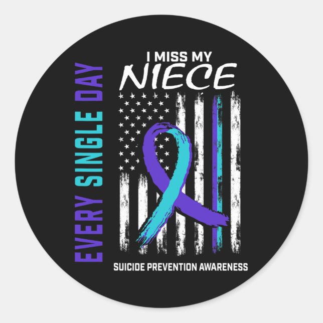 Sticker Rond Je Manque Ma Nièce Prévention Du Suicide Ameri (Devant)