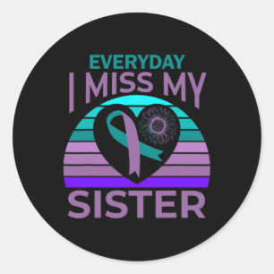 Sticker Rond Je Manque Mon Coeur Soeur Ruban Suicide Sensibilis