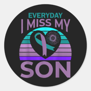 Sticker Rond Je Manque Mon Fils Coeur Tournesol Suicide Sensibi