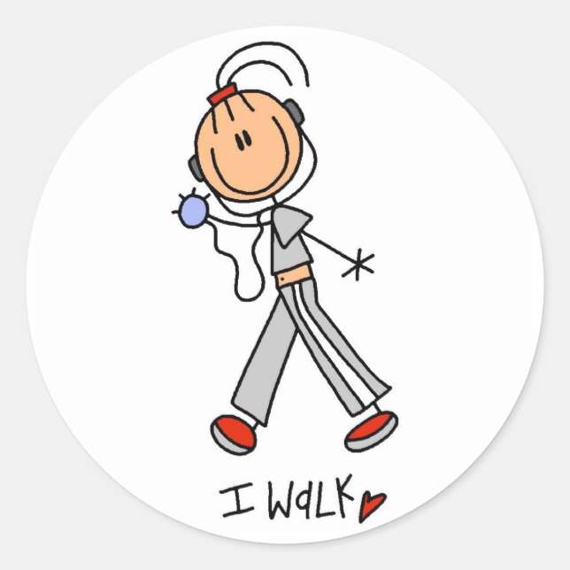 Sticker Rond Je marche (Devant)
