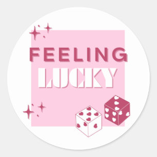 Sticker Rond Je Me Sens Lucky, Lucky Girl, Luckiest Girl, Rose