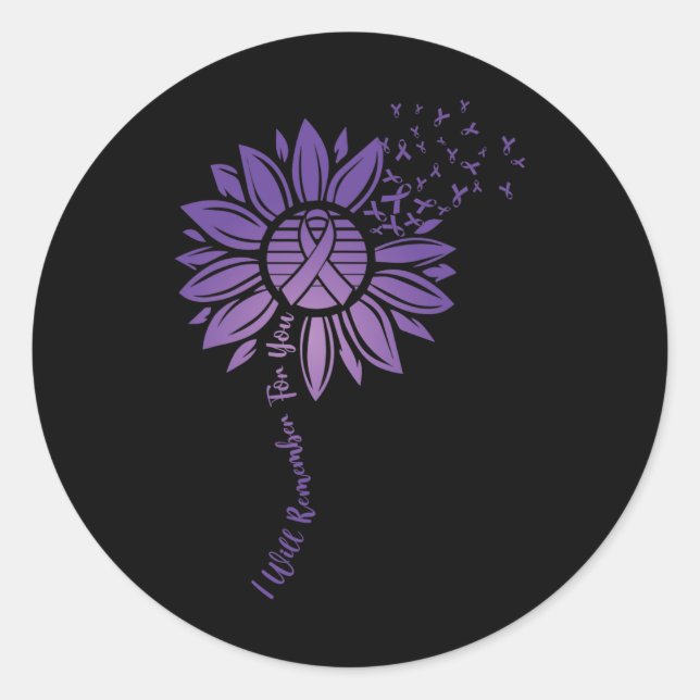 Sticker Rond Je Me Souviendrai De Vous Purple Sunflower Alzheim (Devant)