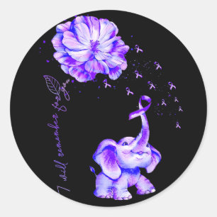 Sticker Rond Je me souviendrai pour l'Alzheimer de l'éléphant p