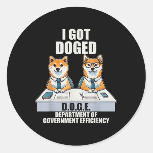Sticker Rond Je Me Suis Fait Doged D.o.g.e Ministère Du Gouvern