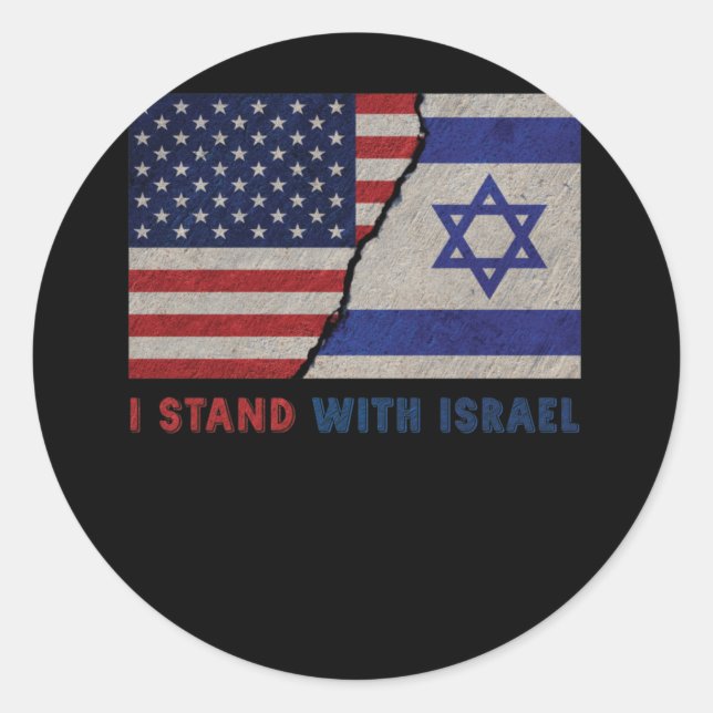 Sticker Rond Je me tiens avec Israël Patriotic USA et Israël Dr (Devant)