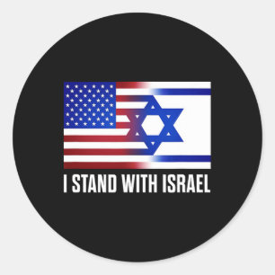 Sticker Rond Je me tiens avec Israël T Shirt patriotique États-