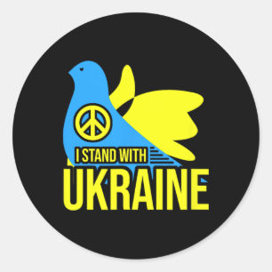 Sticker Rond Je me tiens avec la chemise Ukraine drapeau Ukrain
