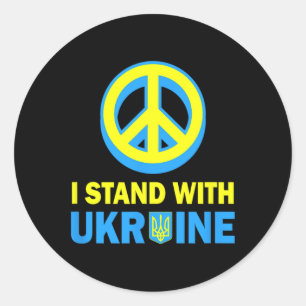 Sticker Rond Je me tiens avec la chemise Ukraine drapeau ukrain