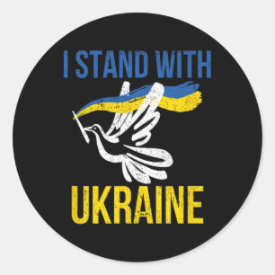 Sticker Rond Je me tiens avec la colombe de la paix pro-Ukraine