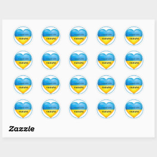 Sticker Rond Je me tiens avec Ukraine Bleu Yellow Key Bague