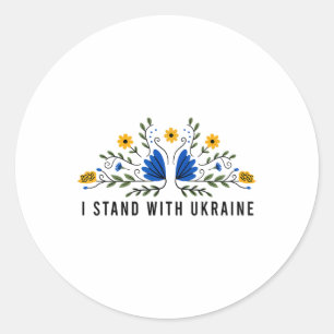 Sticker Rond Je Me Tient Avec Ukraine Ukraine Ukraine Drapeau T
