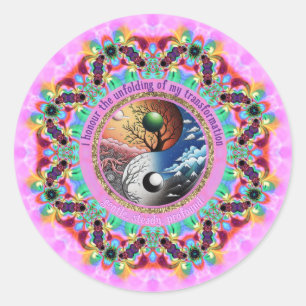Sticker Rond Je m'honore ma transformation Affirmation d'amour 