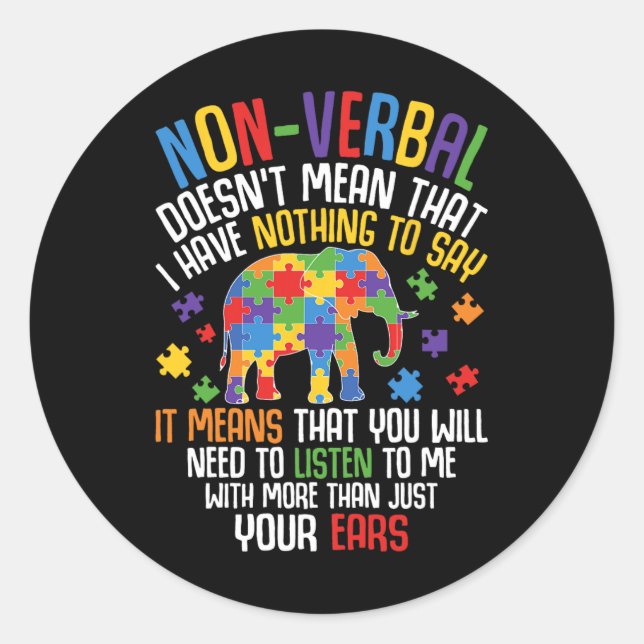 Sticker Rond Je n'ai rien à dire à Auti (Devant)