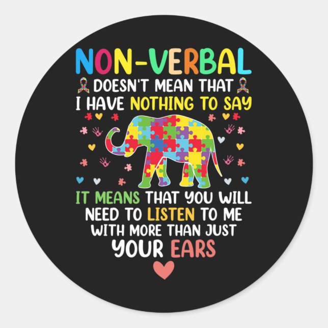 Sticker Rond Je n'ai rien à dire à Auti (Devant)