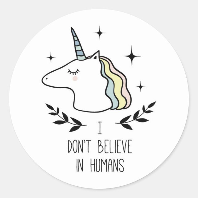 Sticker Rond Je ne crois pas aux humains (Devant)