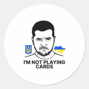 Sticker Rond Je ne joue pas aux cartes Zelensky Trump soutien U