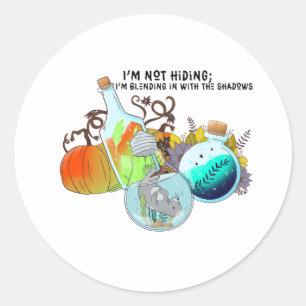 Sticker Rond Je ne me cache pas ; je me mélange à drôle