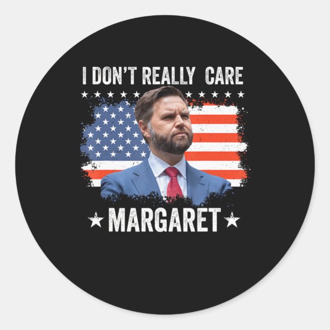 Sticker Rond Je Ne M'Intéresse Pas Vraiment Margaret Drapeau Us (Devant)