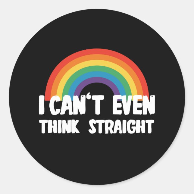 Sticker Rond Je ne peux même pas penser directement Gay pride d (Devant)