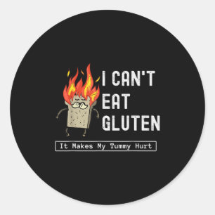 Sticker Rond Je ne peux pas manger de gluten Il rend ma tummy d
