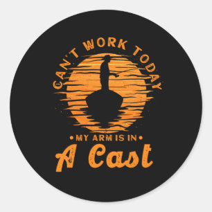 Sticker Rond Je ne peux pas travailler aujourd'hui, mon bras es