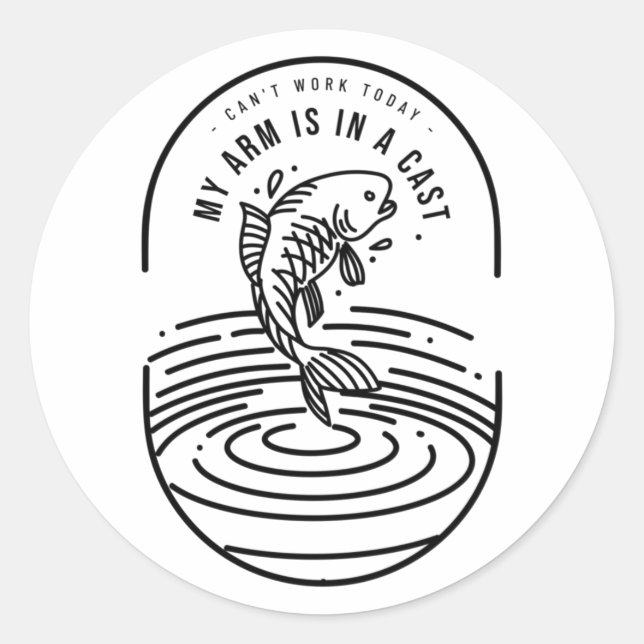 Sticker Rond Je ne peux pas travailler aujourd'hui, mon bras es (Devant)