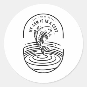 Sticker Rond Je ne peux pas travailler aujourd'hui mon bras est