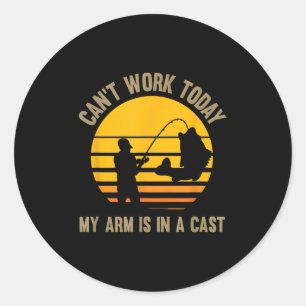 Sticker Rond Je ne peux pas travailler aujourd'hui Mon bras est