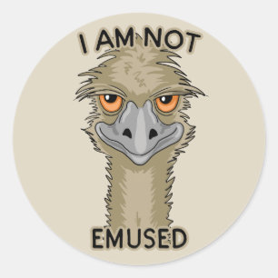 Sticker Rond Je Ne Suis Pas Emusé Drôle Emu Pun   Beige