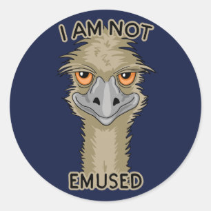 Sticker Rond Je Ne Suis Pas Emusée Par Le Pun Emu Amusant