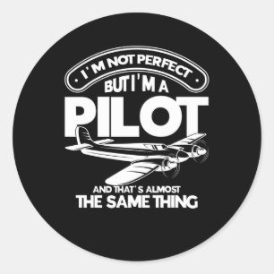 Sticker Rond Je ne suis pas parfait, mais je suis pilote