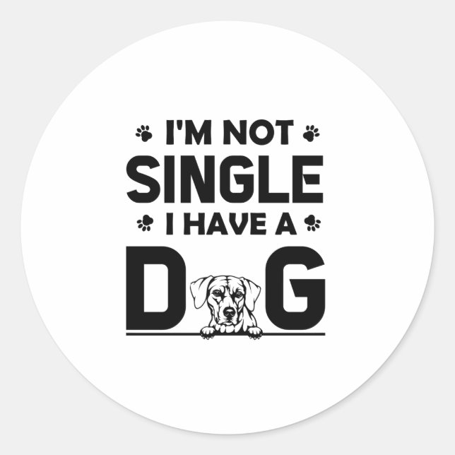 Sticker Rond Je ne suis pas seul - Rhodesian Ridgeback (Devant)