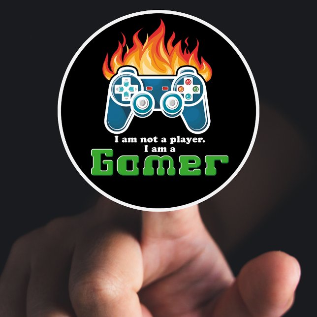 Sticker Rond Je ne suis pas un joueur cool noir joystick modern (Créateur téléchargé)