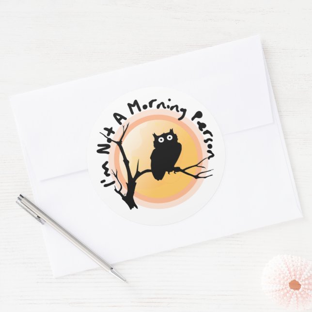 Sticker Rond Je ne suis pas une personne du matin, drôle de cit (Enveloppe)
