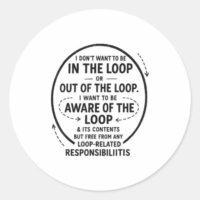 Sticker Rond Je ne veux pas être dans la boucle Citation Sarcas (Devant)