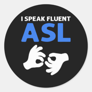 Sticker Rond Je parle couramment la LSF. Langue des signes manu