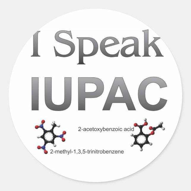 Sticker Rond Je parle la nomenclature de chimie d'IUPAC