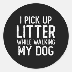 Sticker Rond Je Passe De La Litte En Marchant Mon Chien