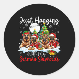 Sticker Rond Je Passe Juste Avec Mes Bergers Allemands Noël Tro