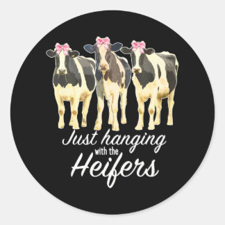 Sticker Rond Je Passe Juste Avec Mes Heifers Vache Et Vache Mig