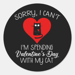Sticker Rond Je passe la Saint-Valentin avec mon chat