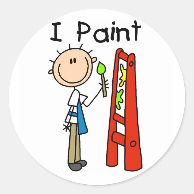Sticker Rond Je peins (Devant)