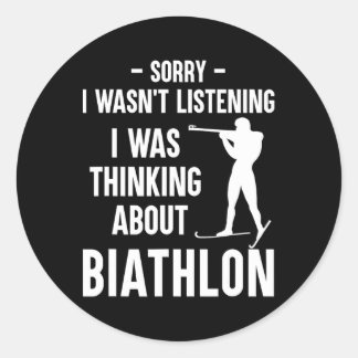 Sticker Rond Je Pensais Au Biathlon - Ski Tirer Bi