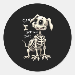 Sticker Rond Je Pet Ce Chien Skeleton Cadeaux Halloween
